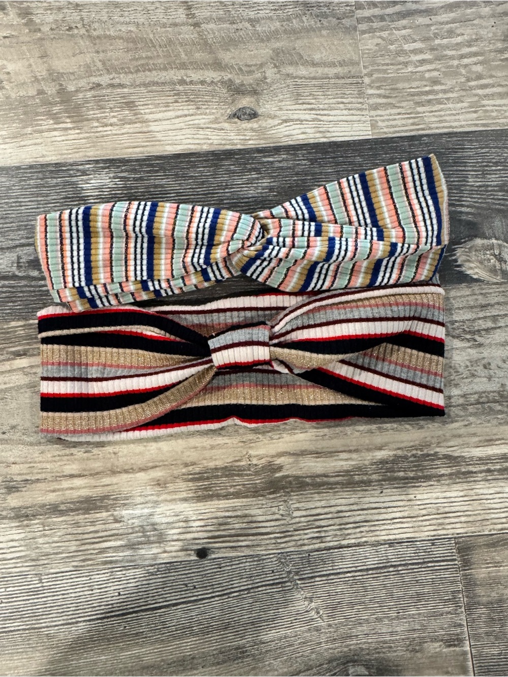 Striped Knit Twist Headbands - Multicolor & Neutral Stripe